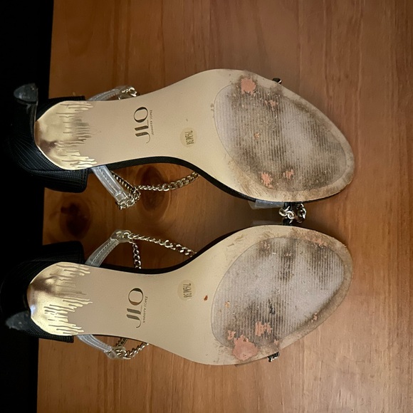 JLo Black and Gold Chain Strap Heels - Picture 5 of 5